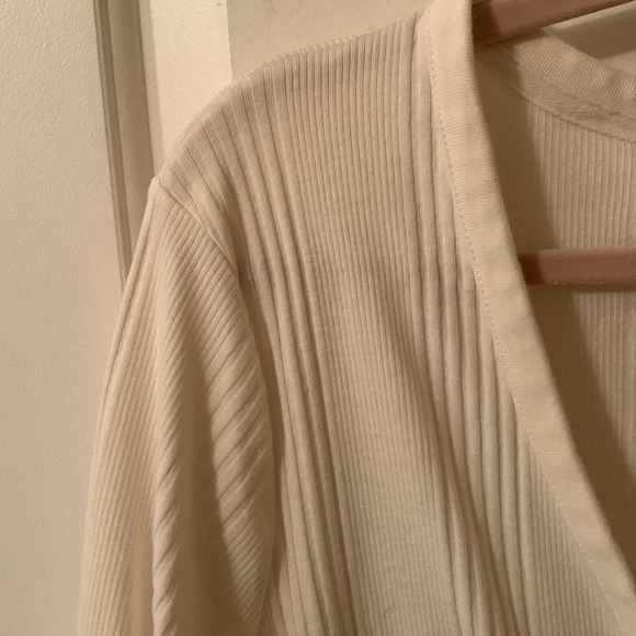 Lands’ End cream button-up lightweight stretchy cotton cardigan 3x(24W-26W) - Picture 4 of 11